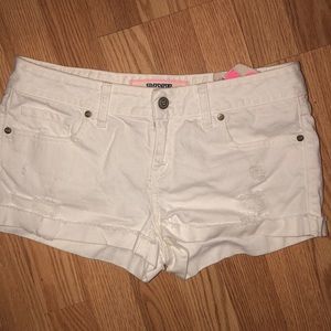 Victoria Secret white jean cut off shorts